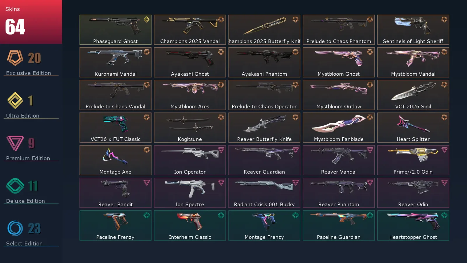 [Valorant] | EU | Level 159 | Platinum 3 | 29 Agents | 64 Skins — Valorant account