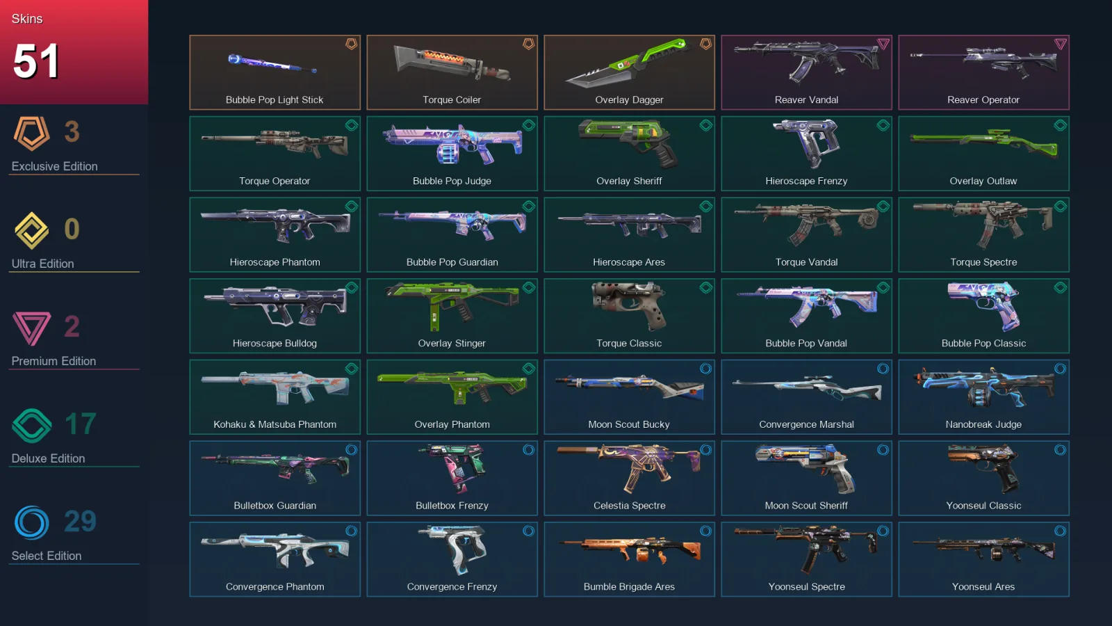 EU | Lv113 | Unranked | 51 Skin | 28 Agent | 64 Buddy