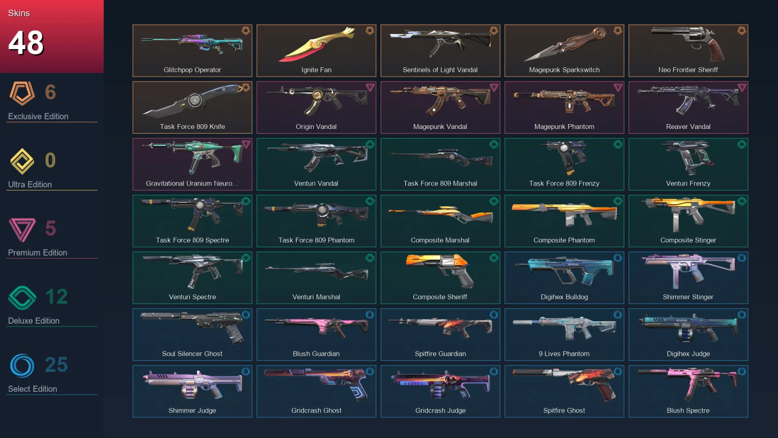 EU | Lv133 | Unranked | 48 Skin | 28 Agent | 78 Buddy — Valorant account