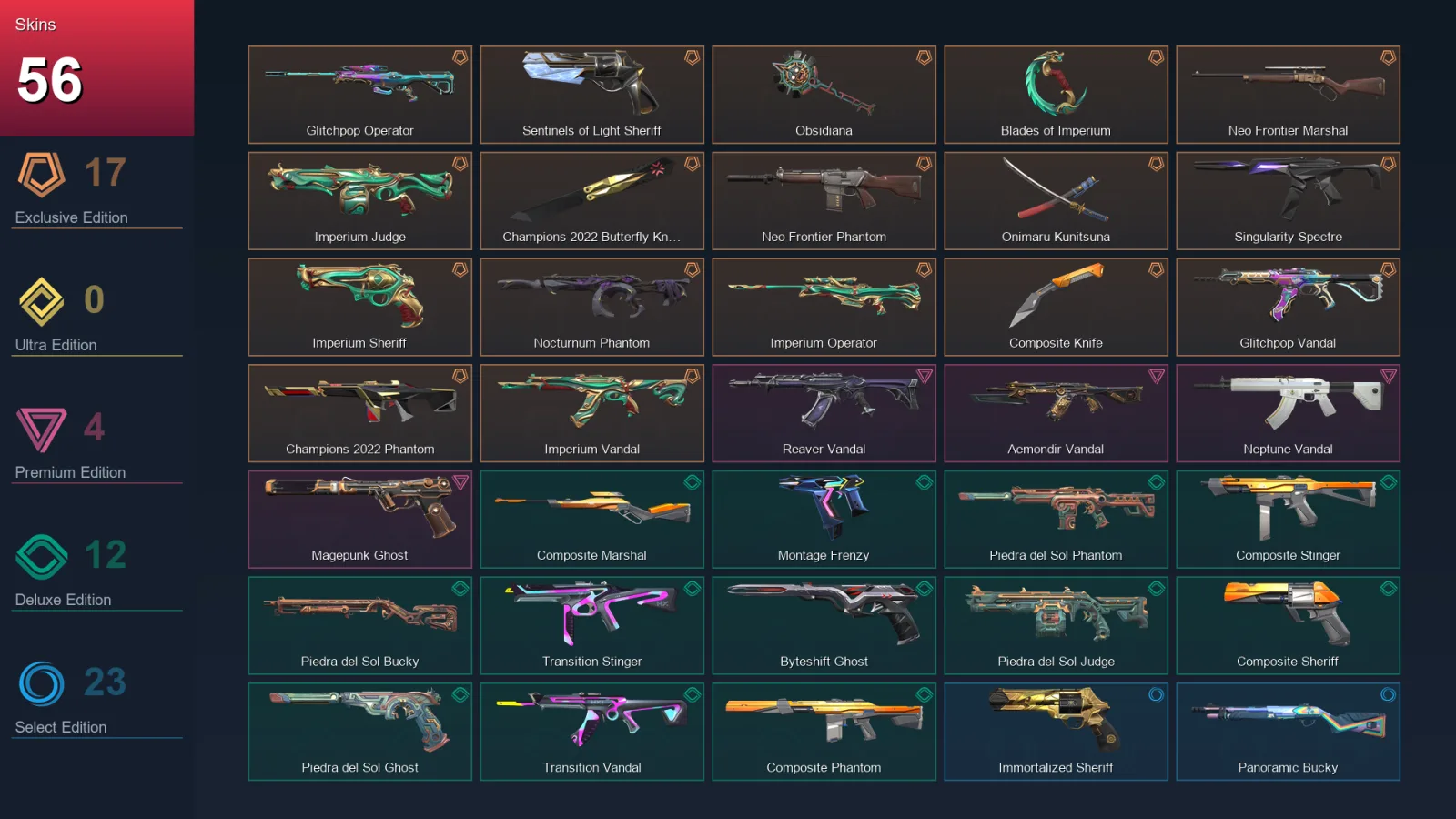 EU | Lv112 | Unranked | 56 Skin | 29 Agent | 58 Buddy
