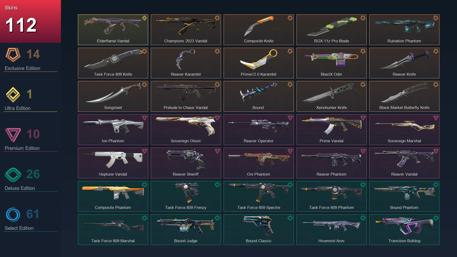 EU | Lv272 | Unranked | 112 Skin | 26 Agent | 132 Buddy