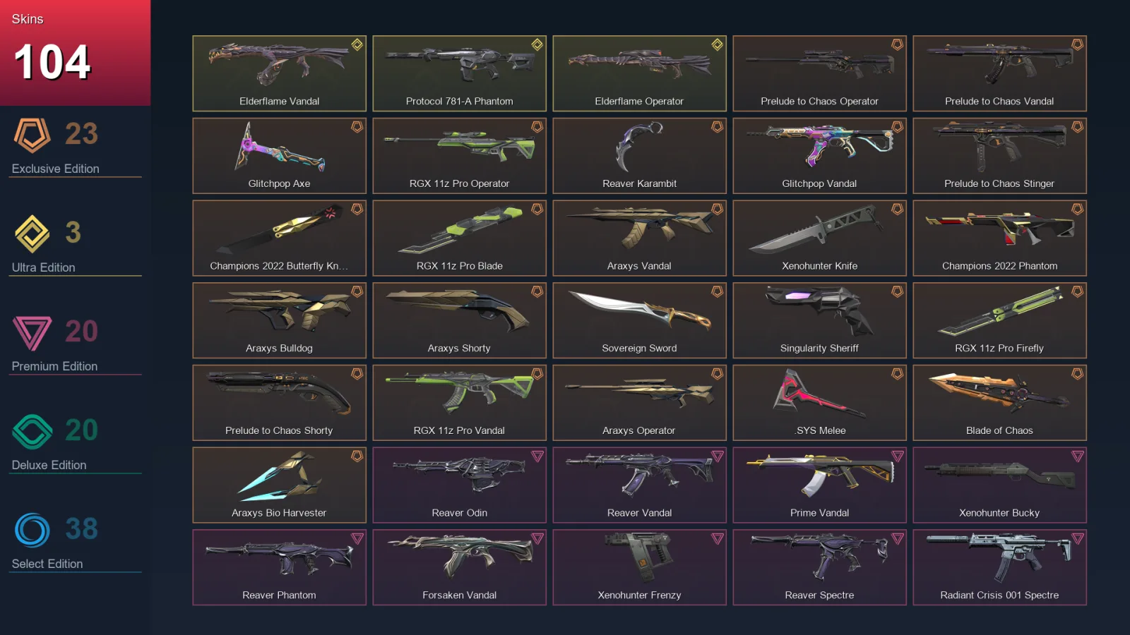 AP | Lv84 | Unranked | 104 Skin | 21 Agent | 57 Buddy