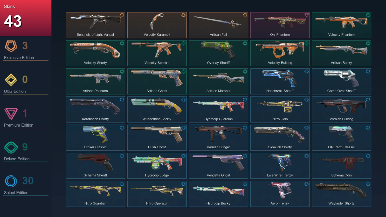 AP | Lv230 | Unranked | 43 Skin | 26 Agent | 96 Buddy — Valorant account