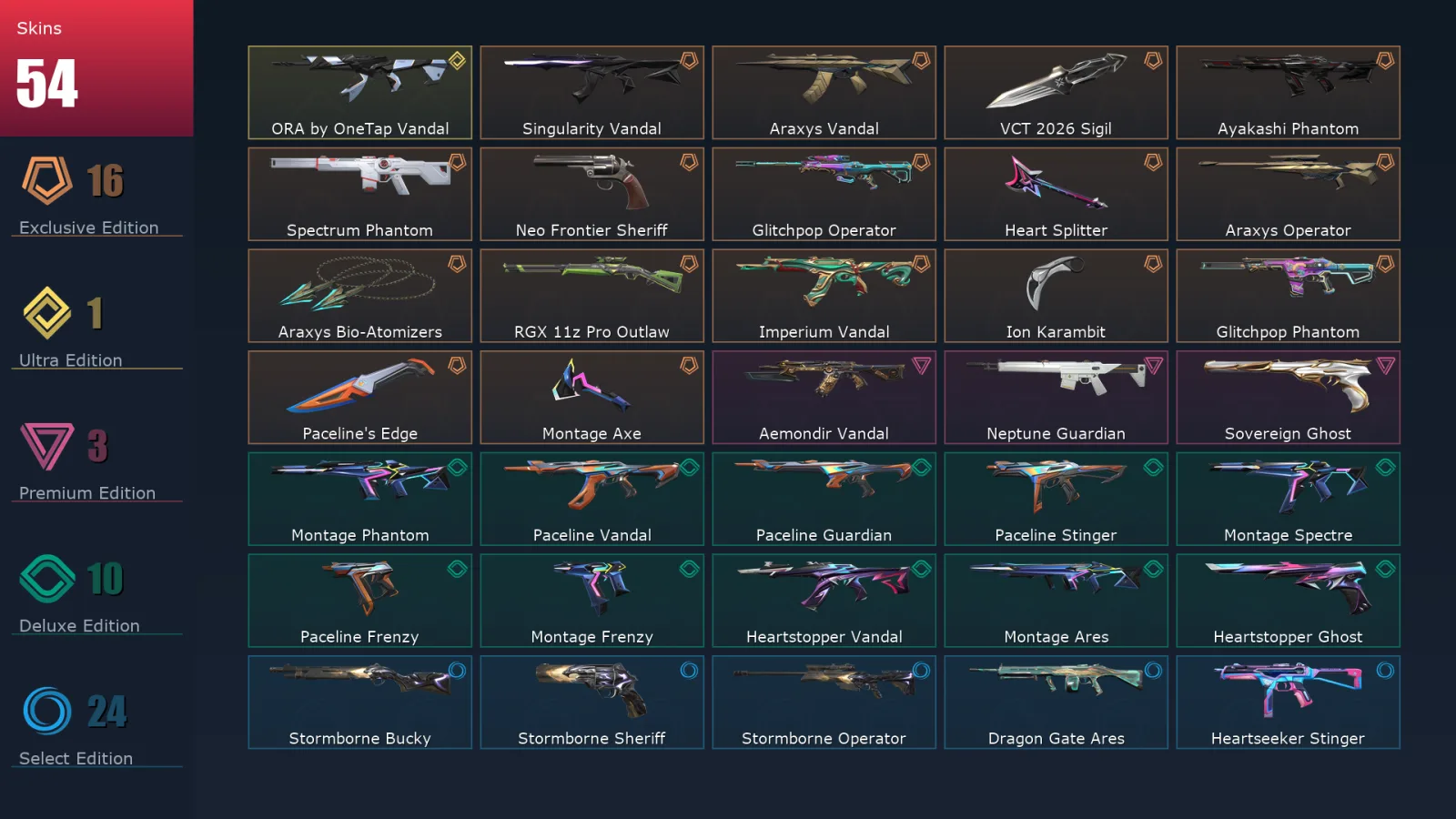 [Valorant] | EU | Level 80 | 22 Agents | 54 Skins