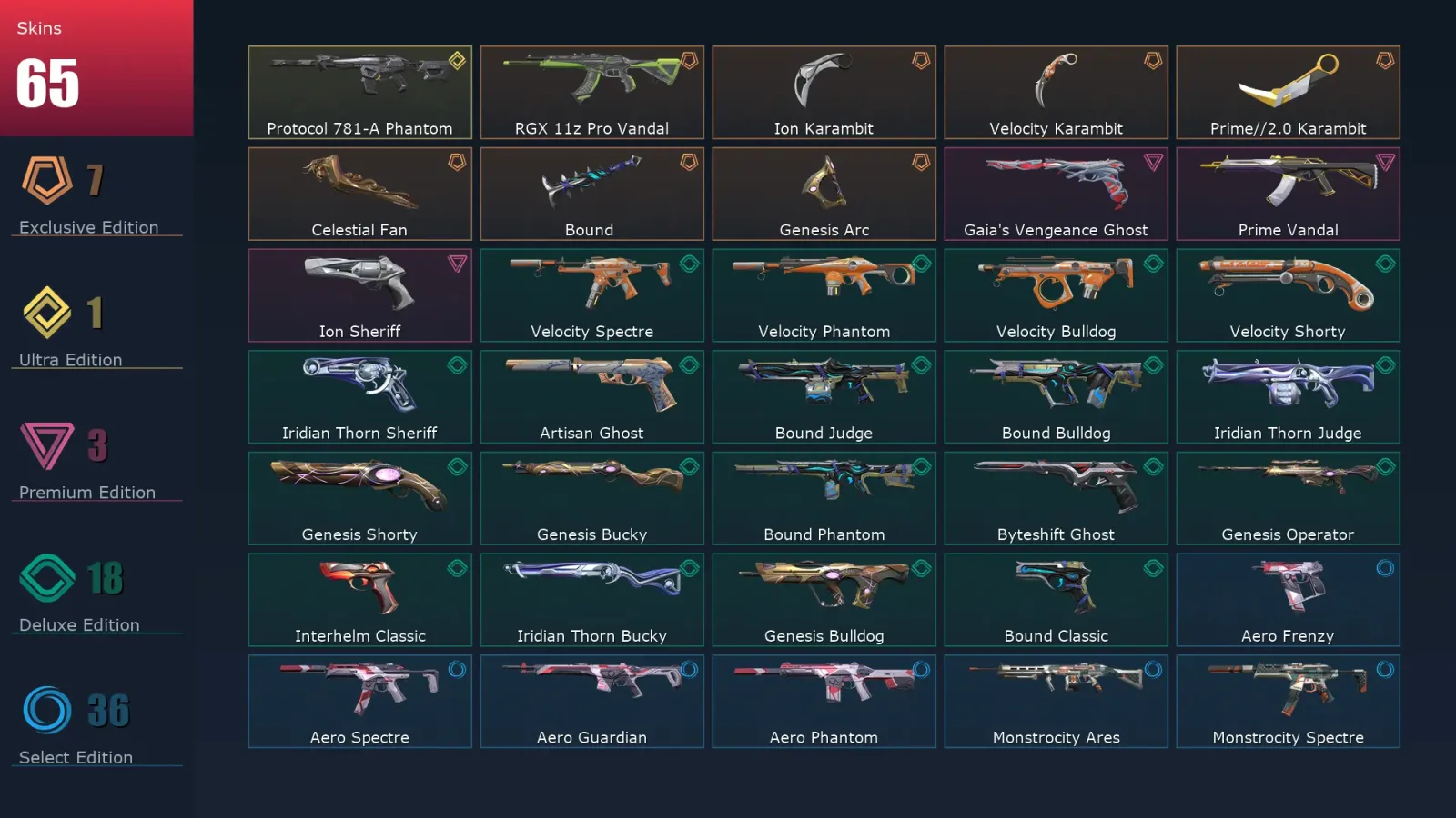[Valorant] | EU | Level 234 | 28 Agents | 65 Skins
