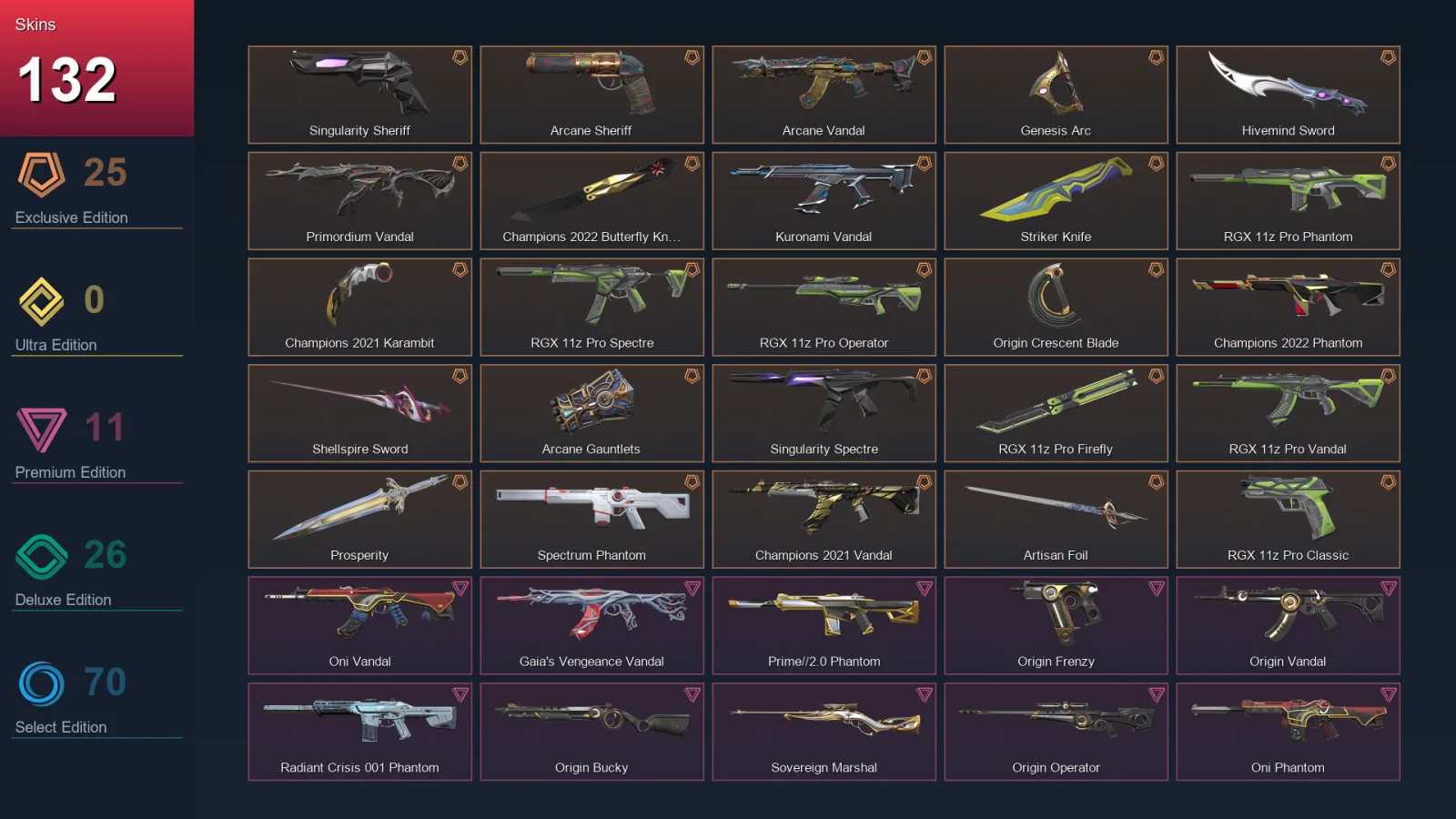 EU | Lv317 | Unranked | 132 Skin | 26 Agent | 163 Buddy