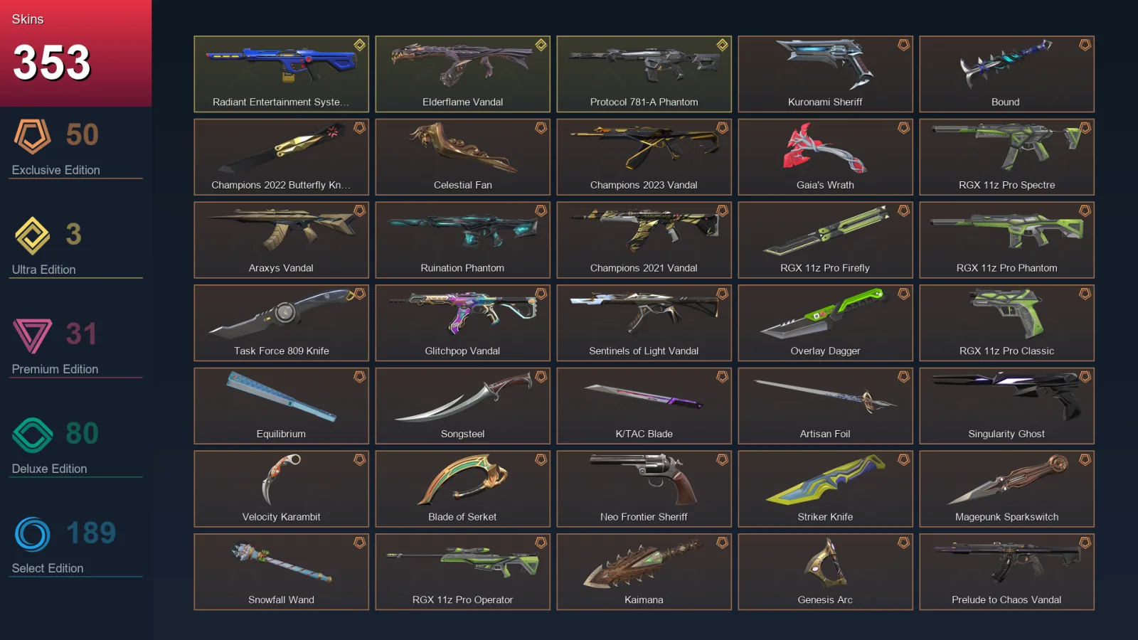 NA | Lv372 | Unranked | 353 Skin | 28 Agent | 256 Buddy