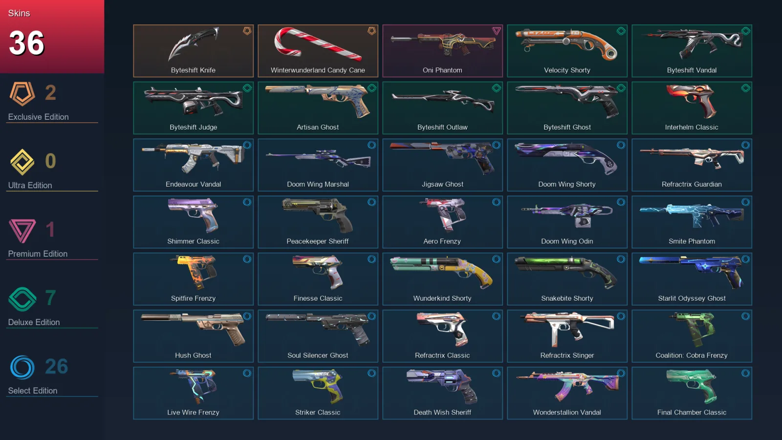 AP | Lv249 | Unranked | 36 Skin | 28 Agent | 105 Buddy