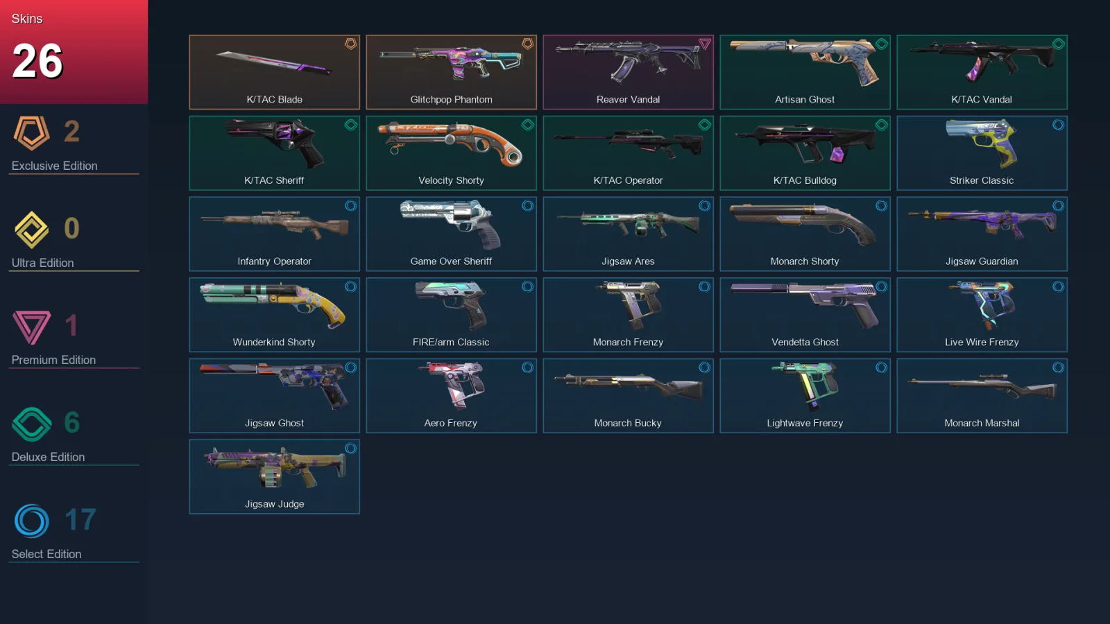 AP | Lv137 | Unranked | 26 Skin | 19 Agent | 52 Buddy — Valorant account