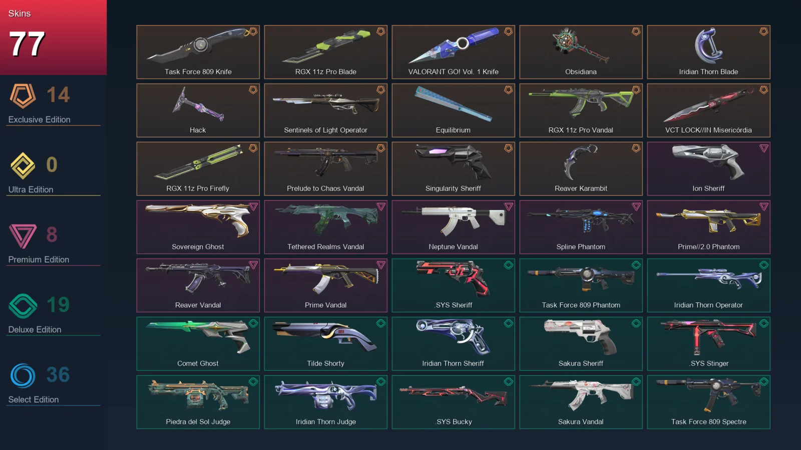 EU | Lv150 | Unranked | 77 Skin | 28 Agent | 72 Buddy — Valorant account
