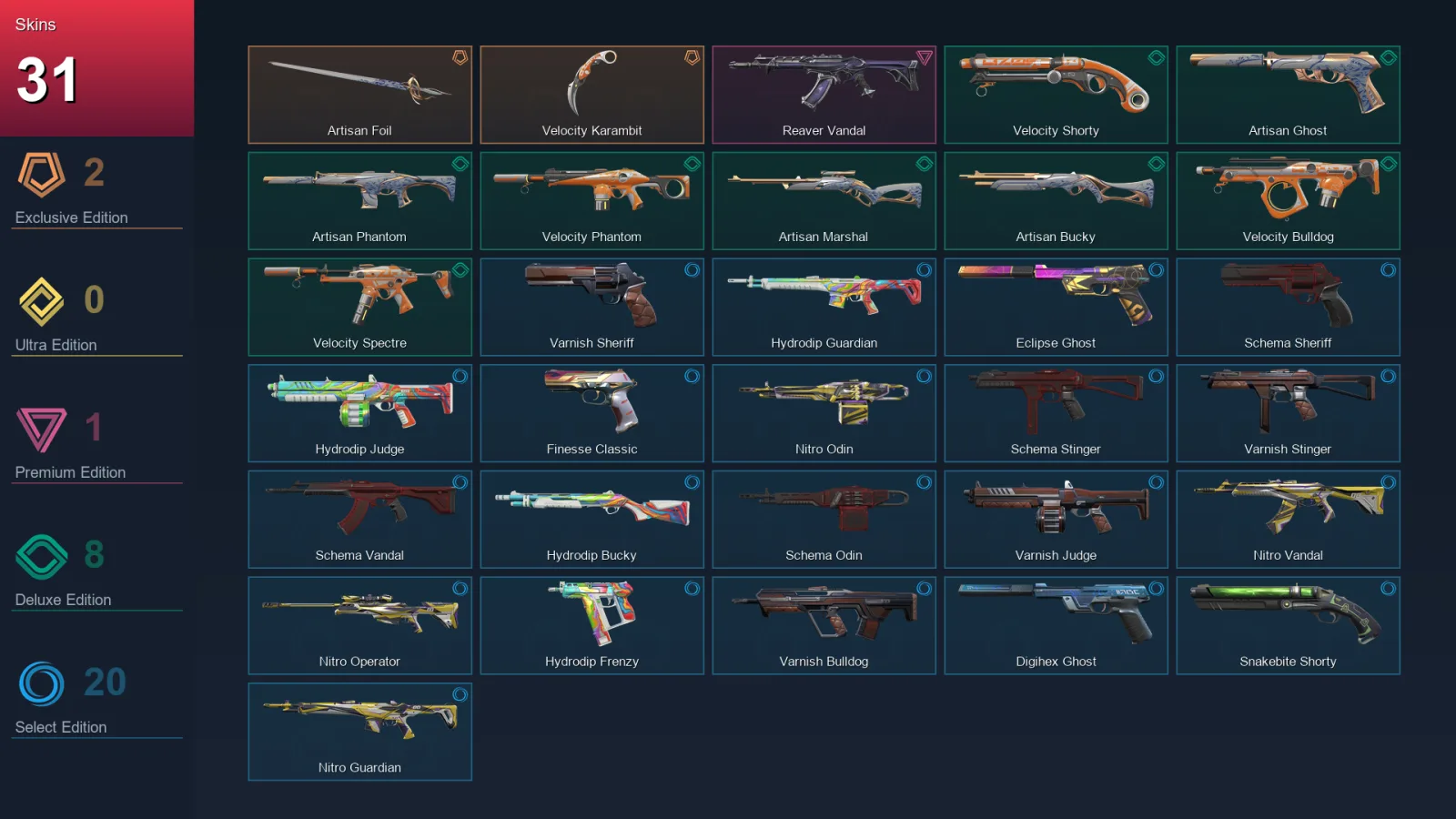EU | Lv144 | Unranked | 31 Skin | 25 Agent | 57 Buddy