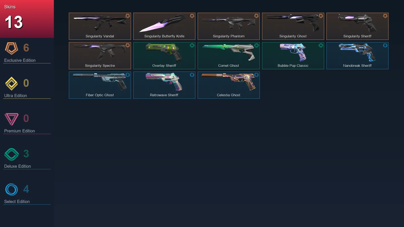 AP | Lv170 | Unranked | 13 Skin | 28 Agent | 51 Buddy