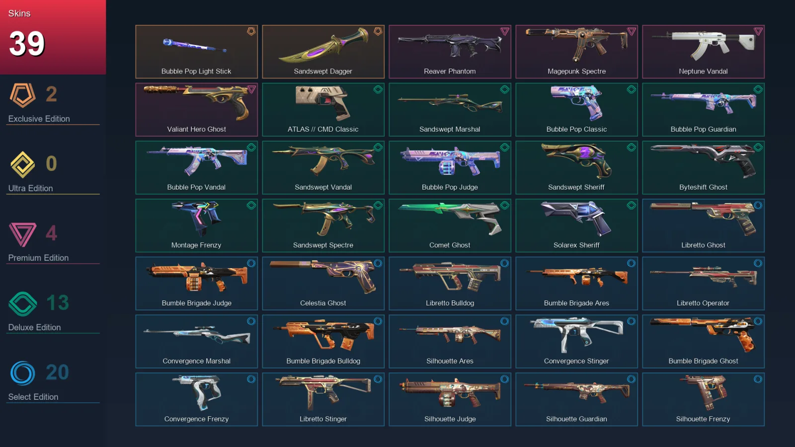 EU | Lv258 | Unranked | 39 Skin | 28 Agent | 118 Buddy