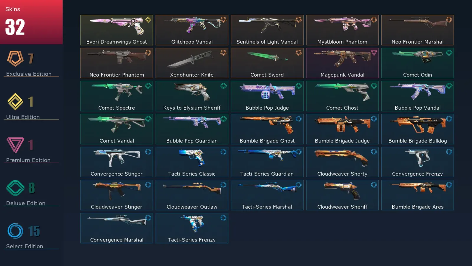 [Valorant] | EU | Level 73 | Platinum 1 | 24 Agents | 32 Skins