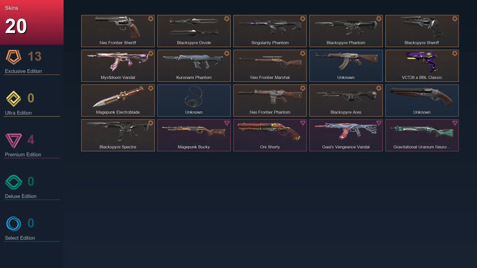 EU | Lv1 | Unranked | 20 Skin | 5 Agent | 3 Buddy