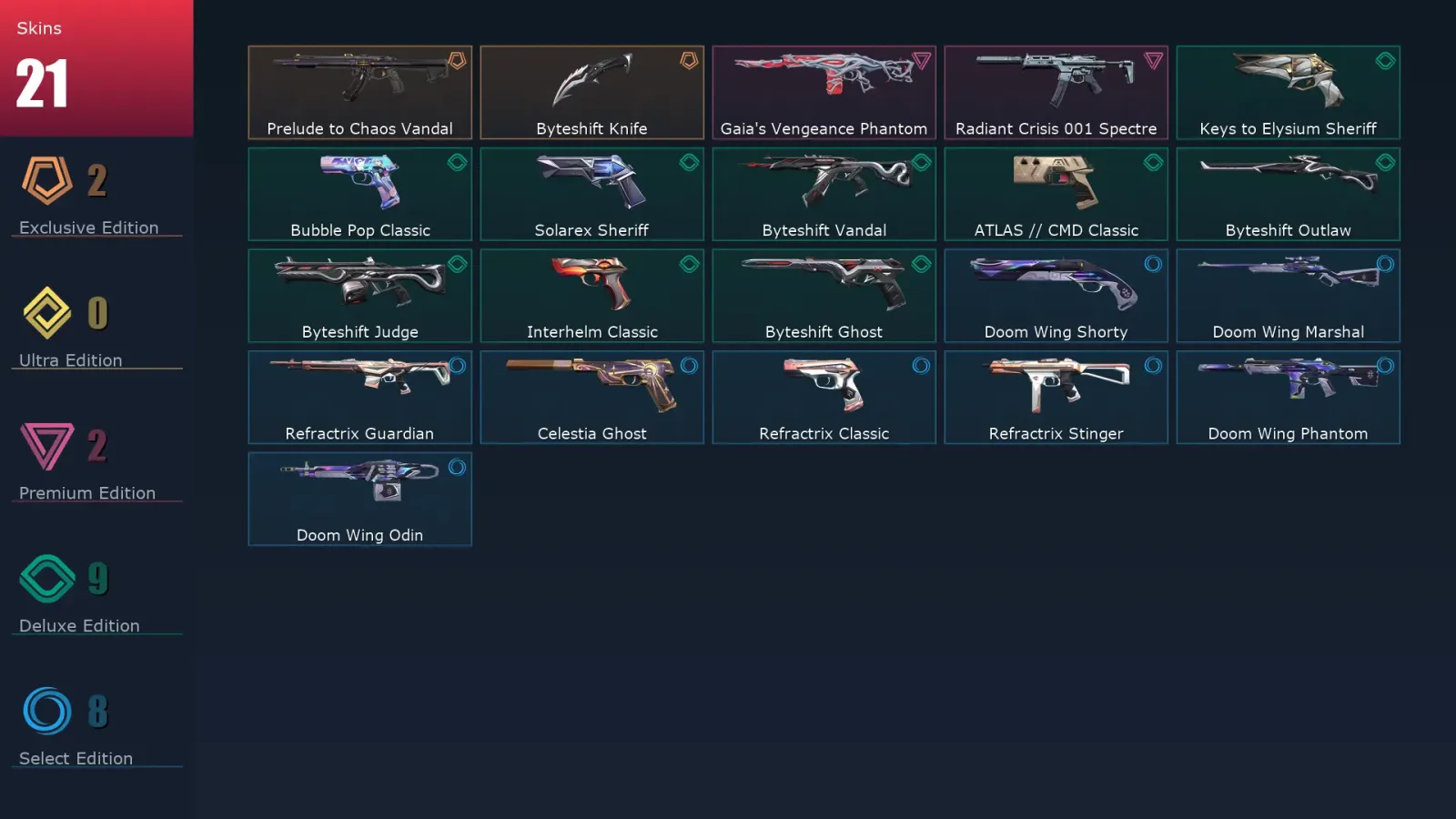 [Valorant] | EU | Level 160 | Silver 1 | 29 Agents | 21 Skins