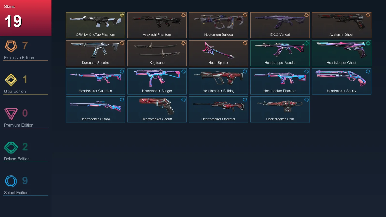 AP | Lv62 | Unranked | 19 Skin | 20 Agent | 26 Buddy