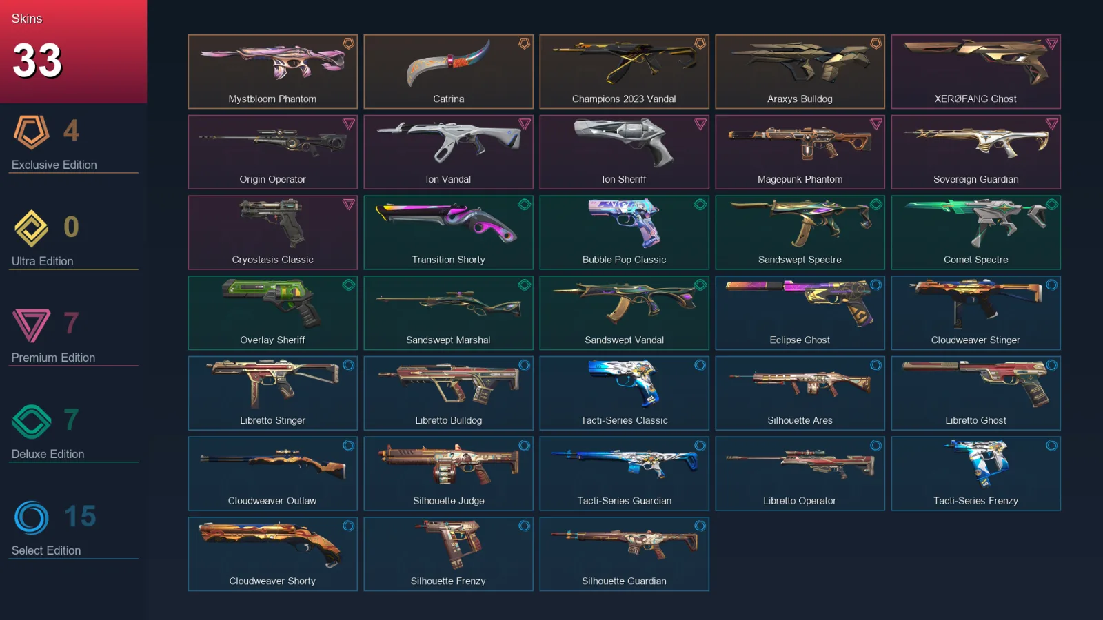 AP | Lv126 | Unranked | 33 Skin | 25 Agent | 65 Buddy