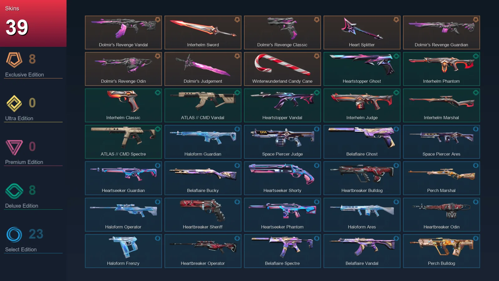 EU | Lv55 | Unranked | 39 Skin | 17 Agent | 29 Buddy &mdash; Valorant account with Frenzy skin