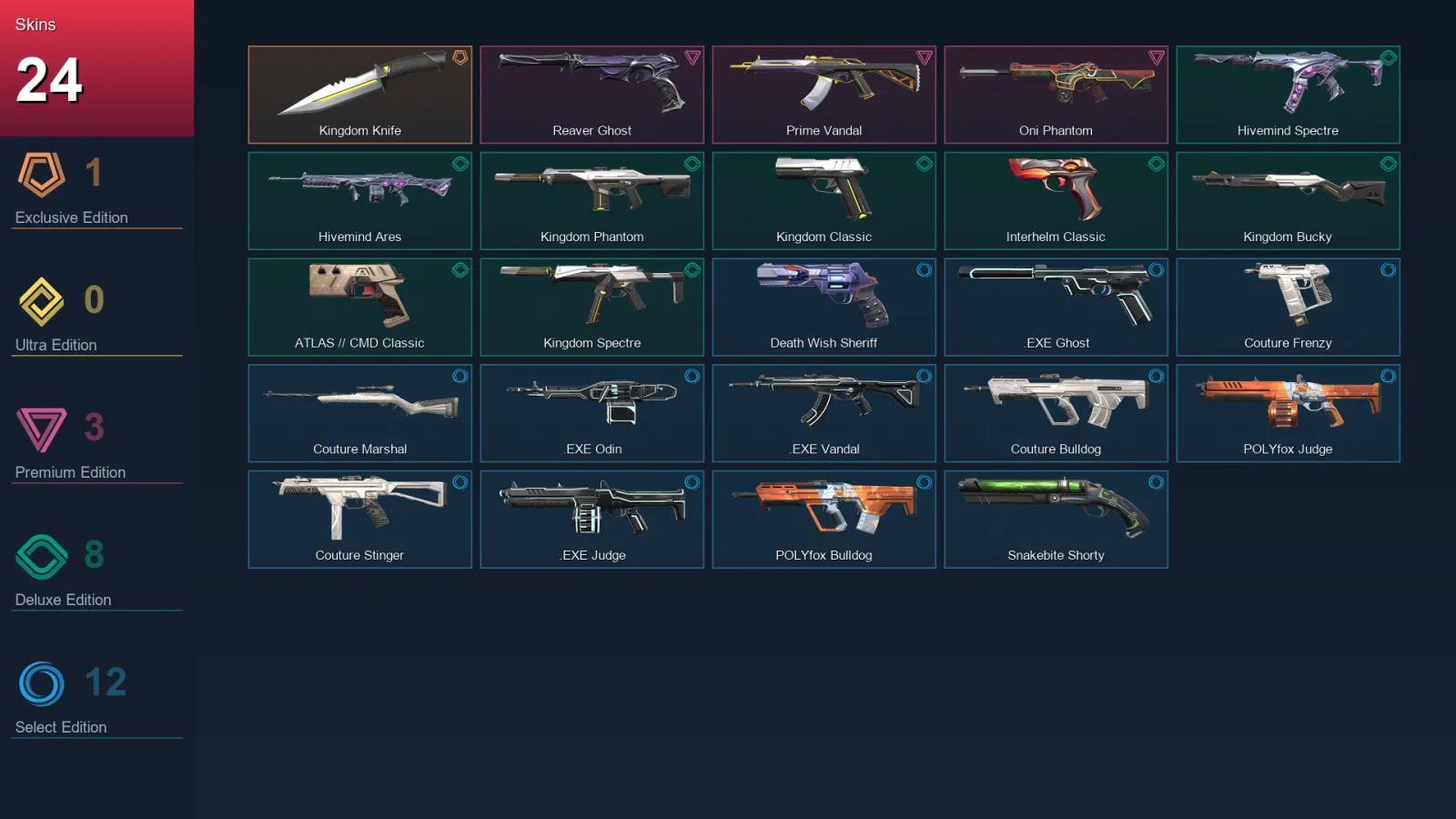 EU | Lv131 | Unranked | 24 Skin | 28 Agent | 61 Buddy
