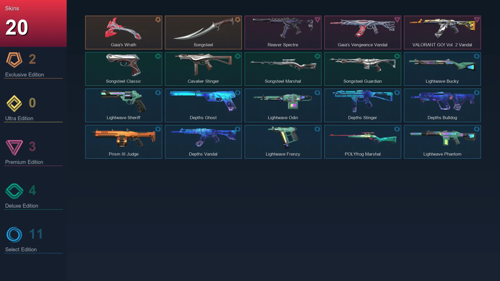 EU | Gaia's Wrath | Songsteel | Reaver Spectre | Gaia's Vengeance Vandal | 20 Skin | 23 Agent | 57 Buddy | Lv86