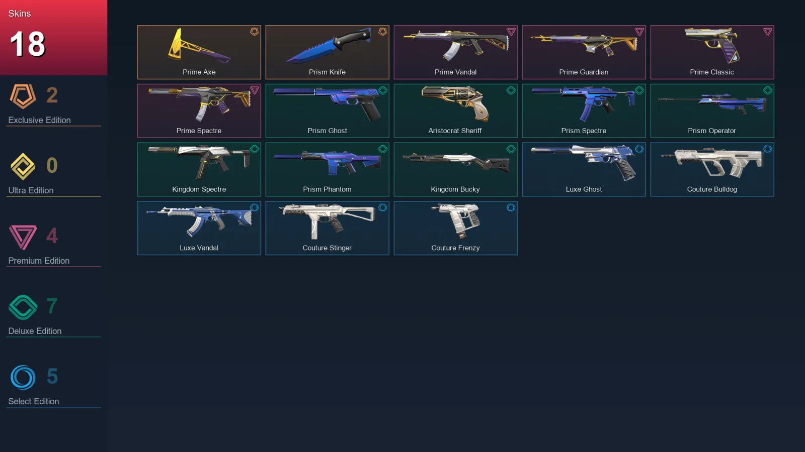 AP | Lv1 | Unranked | 18 Skin | 7 Agent | 7 Buddy — Valorant account