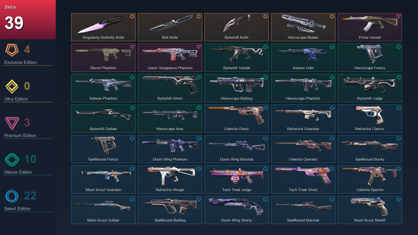 NA | Lv56 | Unranked | 39 Skin | 15 Agent | 32 Buddy — Valorant account