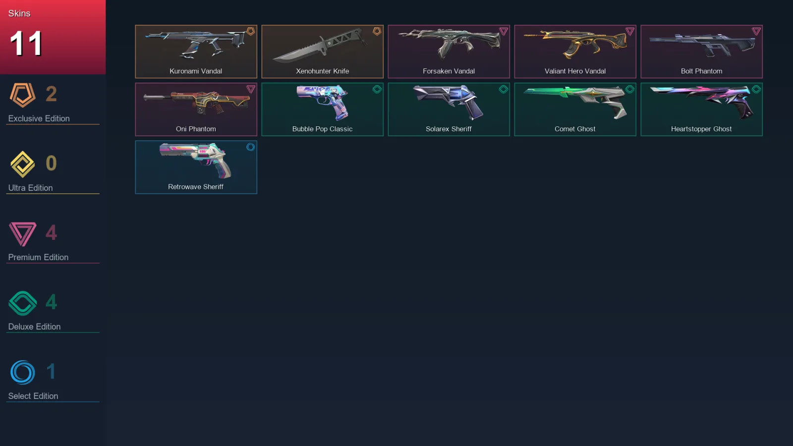 AP | Lv137 | Unranked | 11 Skin | 28 Agent | 63 Buddy