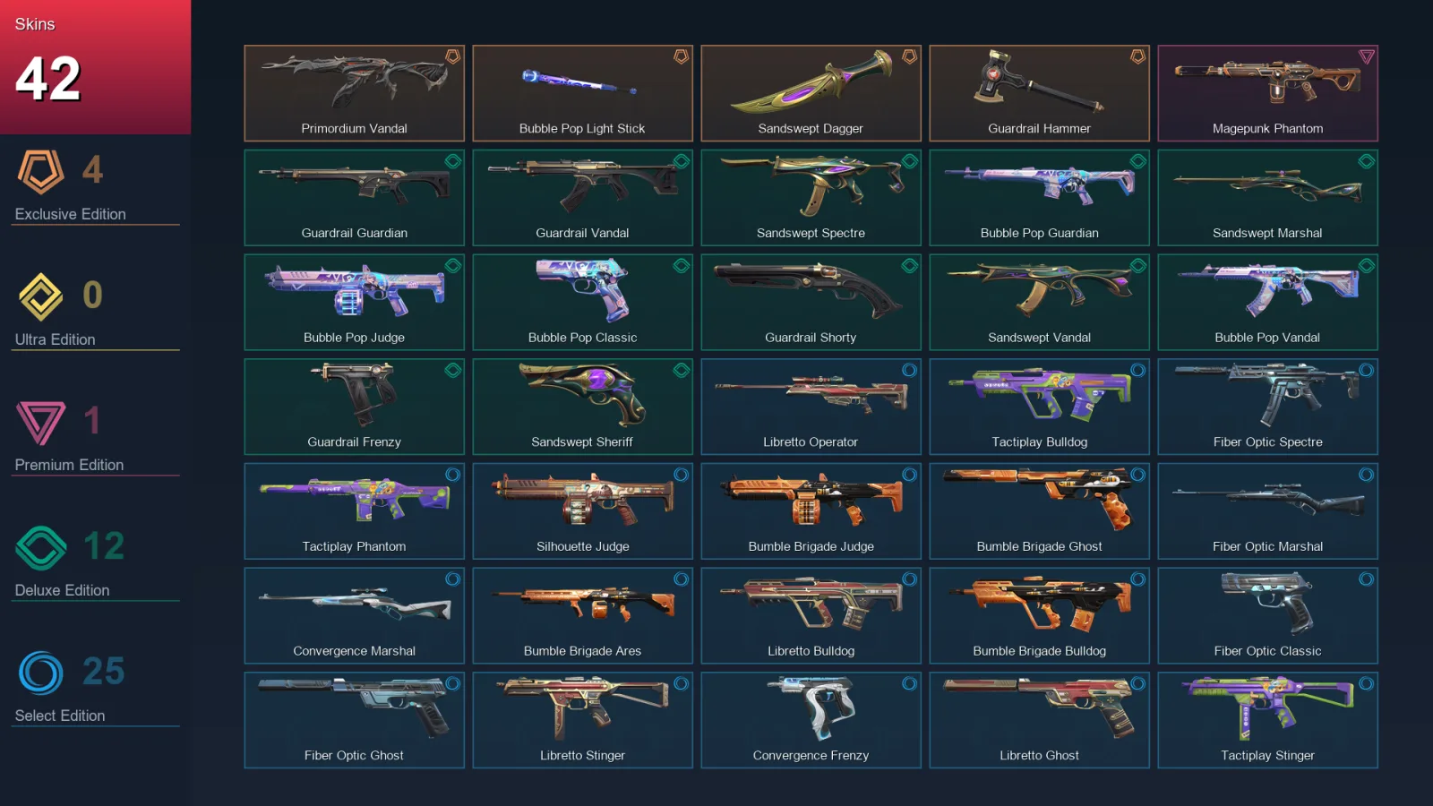 EU | Lv83 | Unranked | 42 Skin | 26 Agent | 60 Buddy — Valorant account