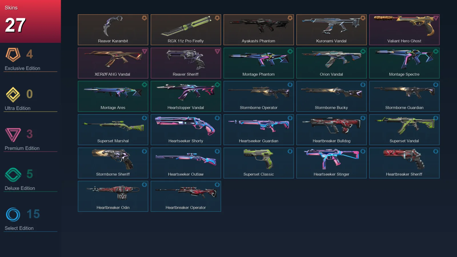 EU | Lv42 | Unranked | 27 Skin | 14 Agent | 23 Buddy — Valorant account