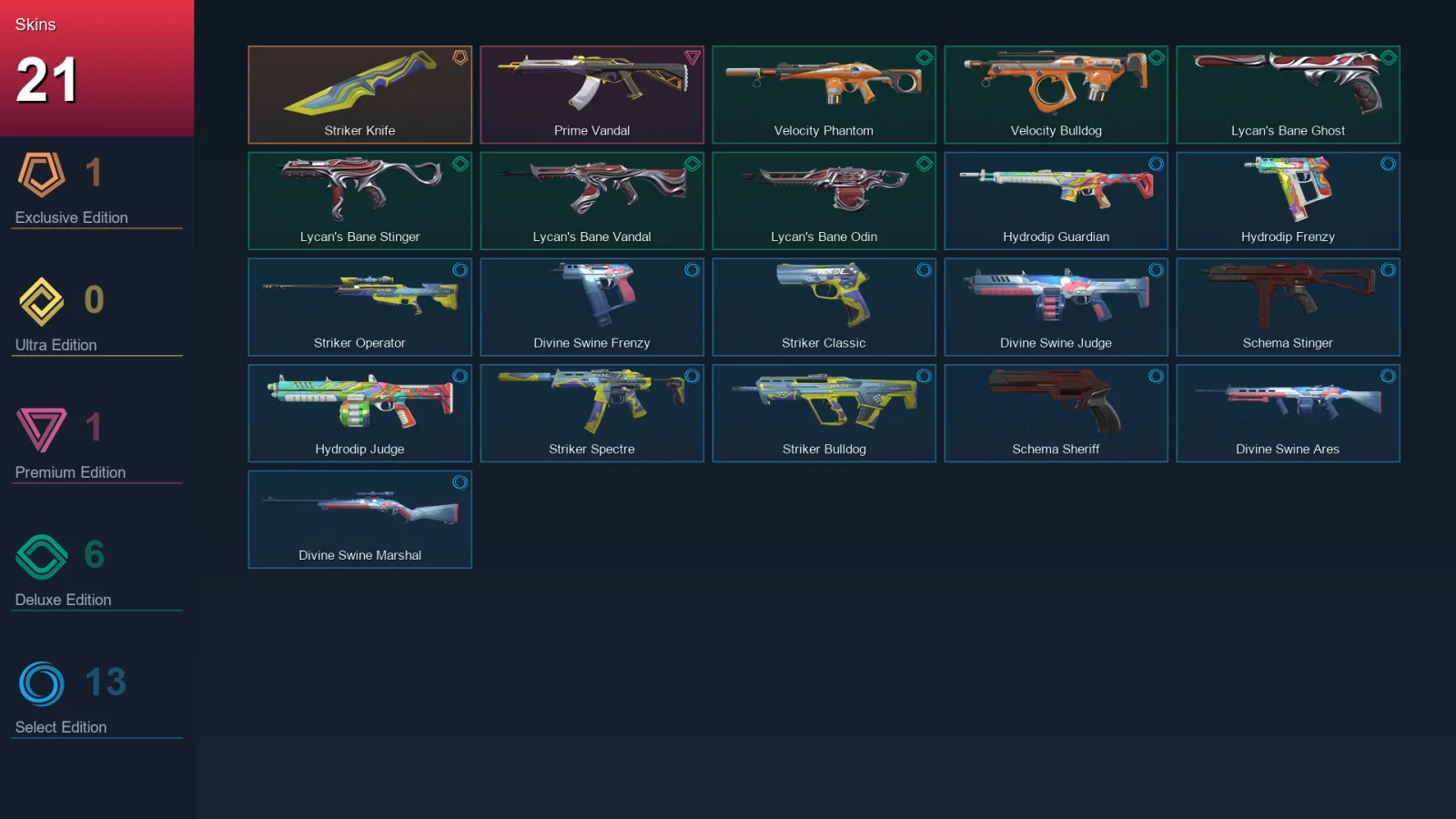 NA | Lv47 | Unranked | 21 Skin | 17 Agent | 21 Buddy — Valorant account