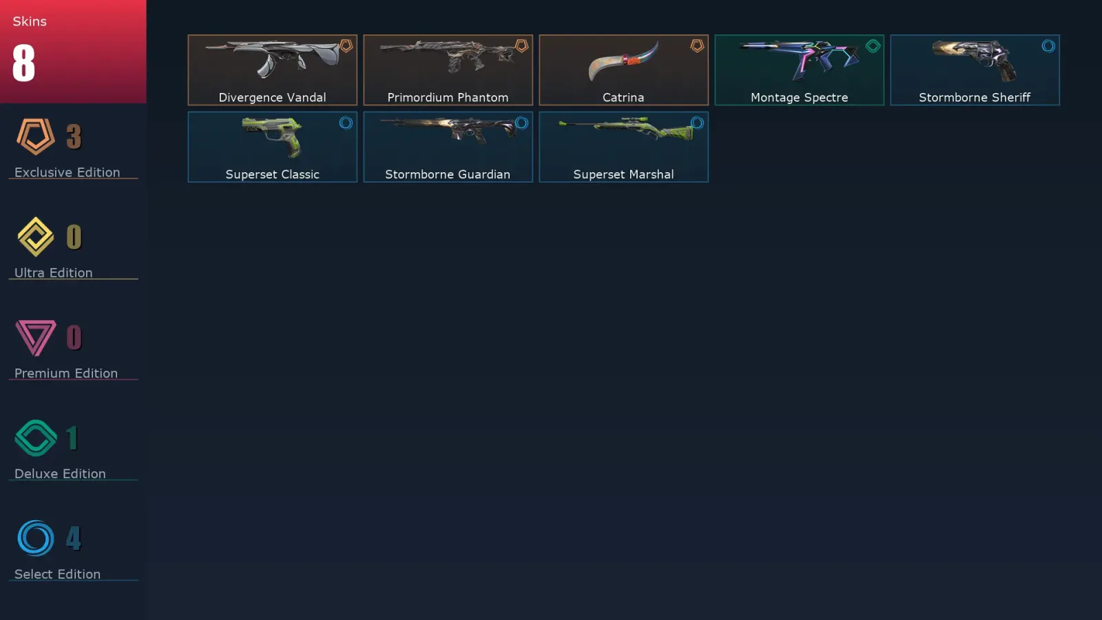 [Valorant] | EU | Level 24 | Platinum 3 | 7 Agents | 8 Skins