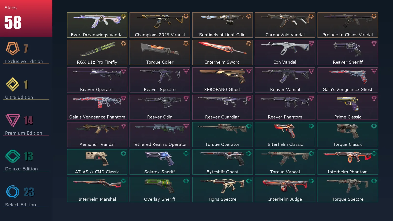 [Valorant] | EU | Level 325 | 28 Agents | 58 Skins