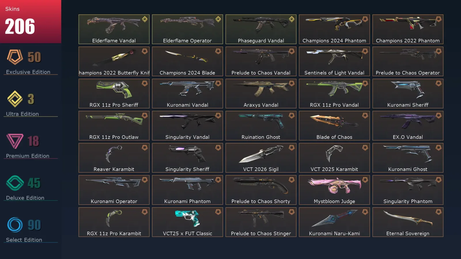 [Valorant] | EU | Level 181 | 29 Agents | 206 Skins — Valorant account