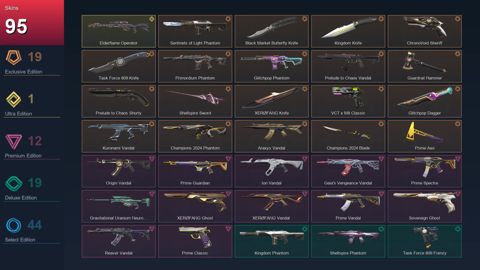 EU | Lv150 | Unranked | 95 Skin | 26 Agent | 95 Buddy