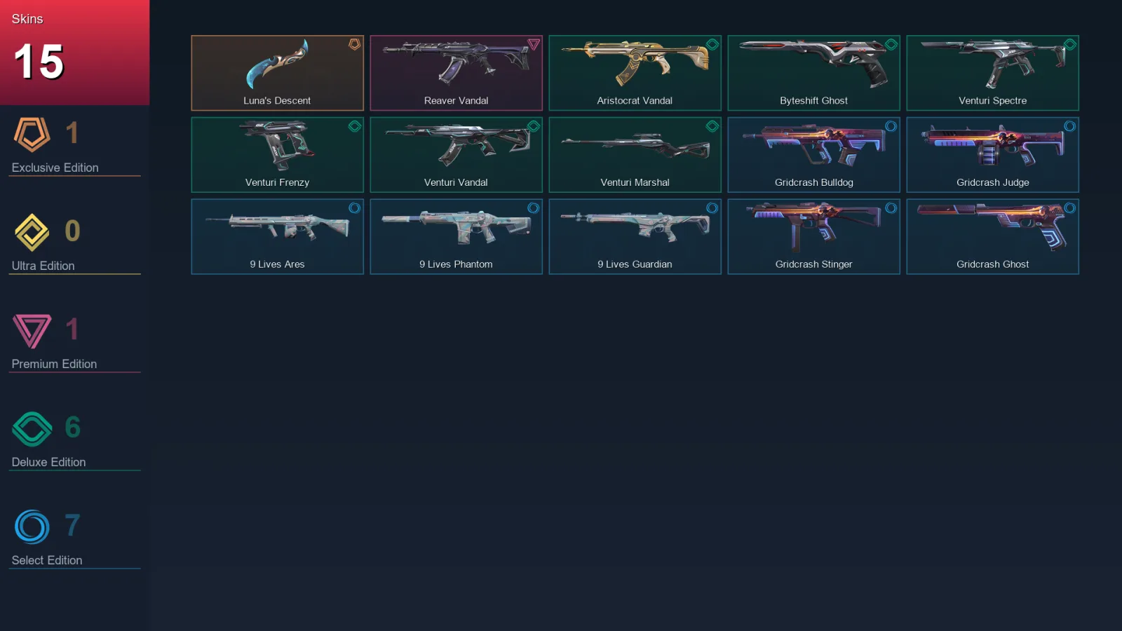 EU | Lv57 | Unranked | 15 Skin | 17 Agent | 26 Buddy
