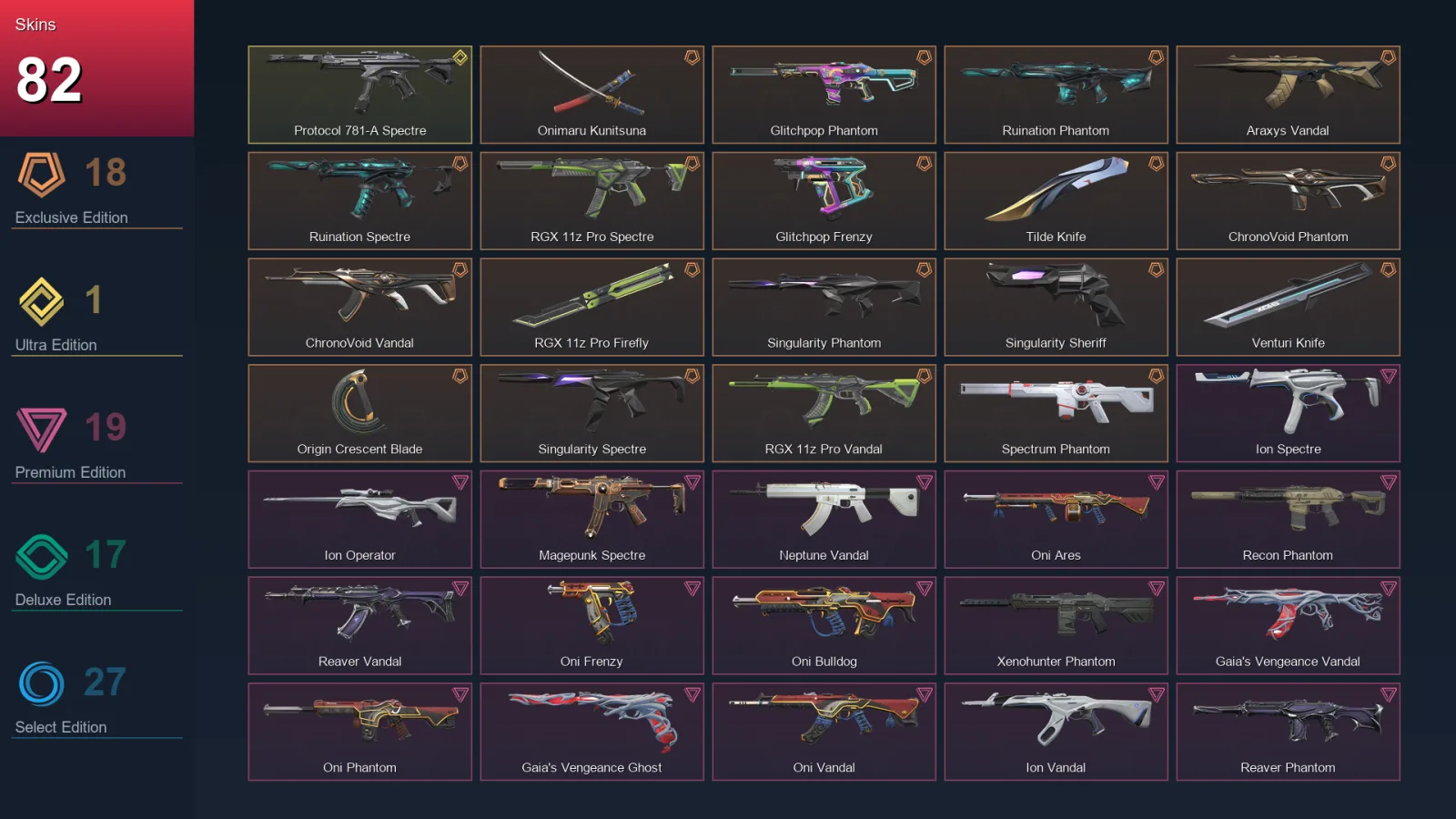 NA | Lv67 | Unranked | 82 Skin | 18 Agent | 42 Buddy