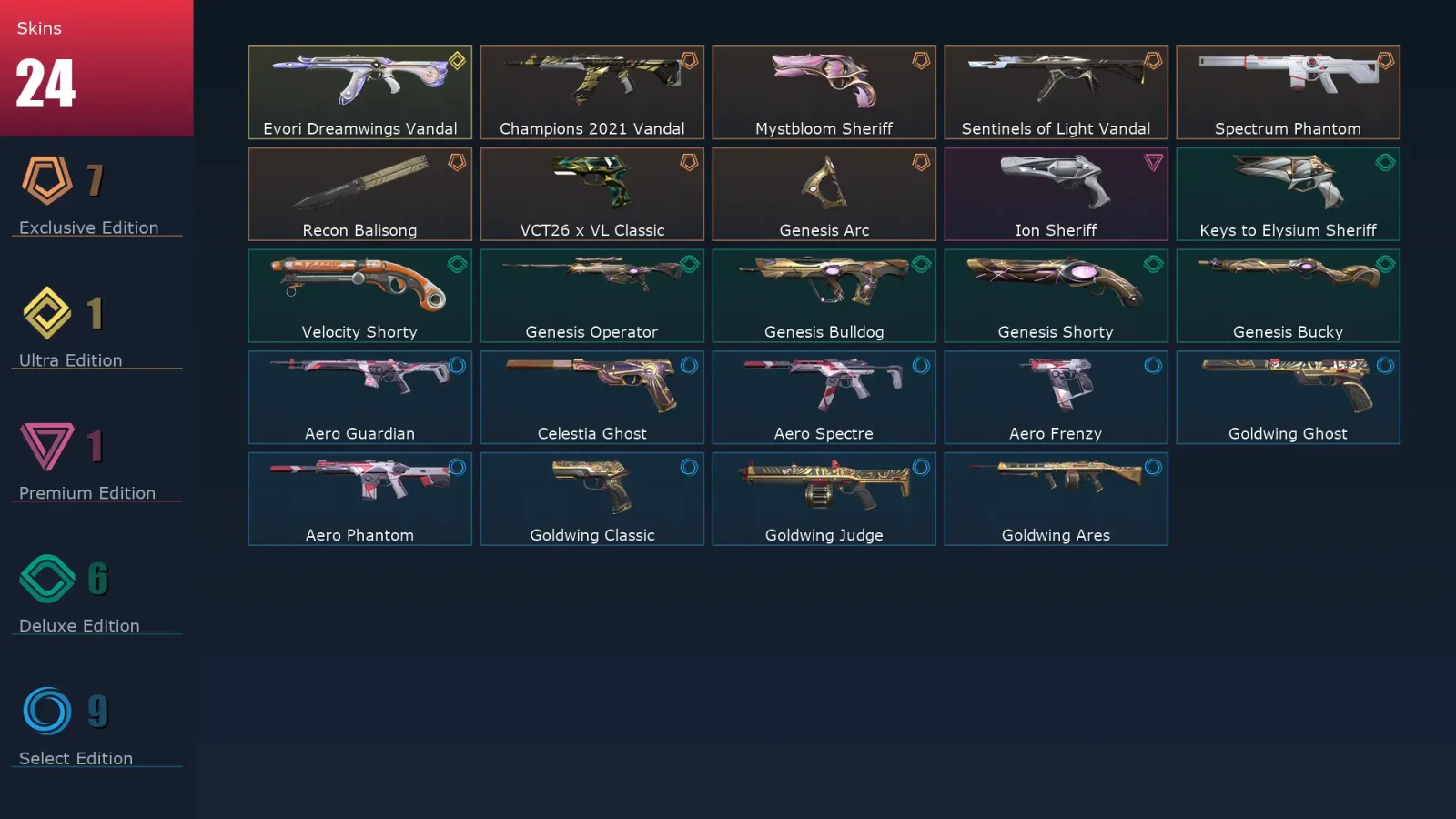 [Valorant] | EU | Level 115 | Ascendant 2 | 25 Agents | 24 Skins