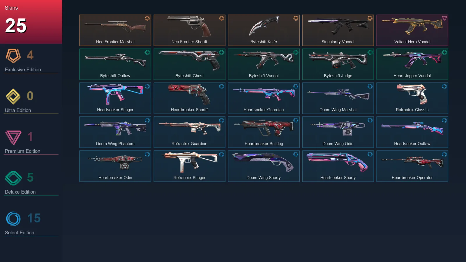 EU | Lv53 | Unranked | 25 Skin | 16 Agent | 30 Buddy