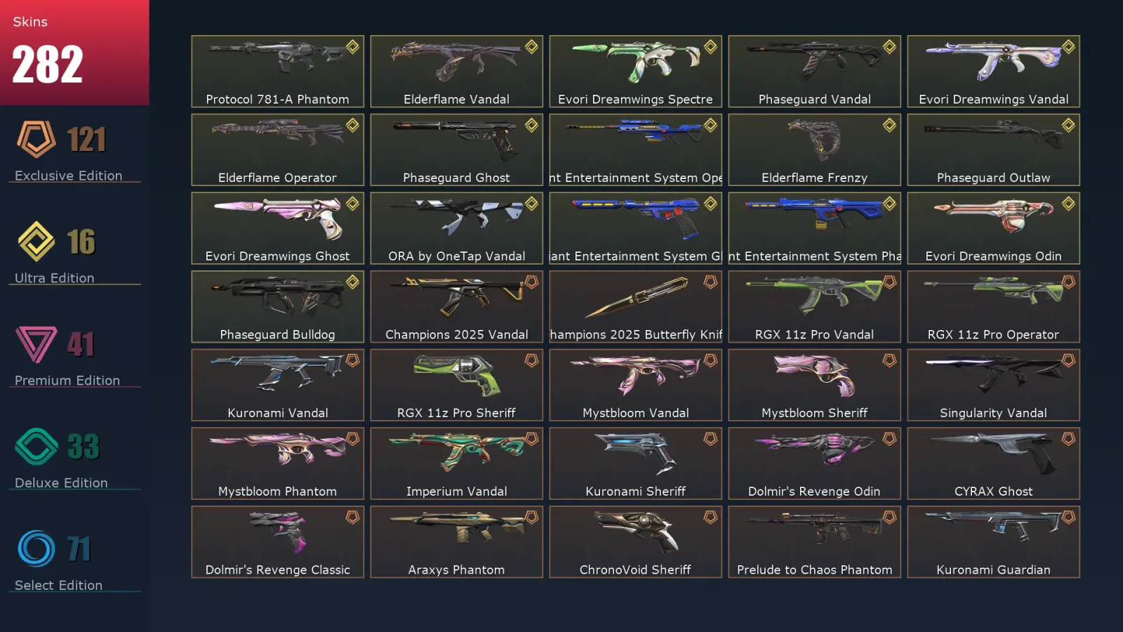 [Valorant] | EU | Level 326 | Diamond 1 | 29 Agents | 282 Skins
