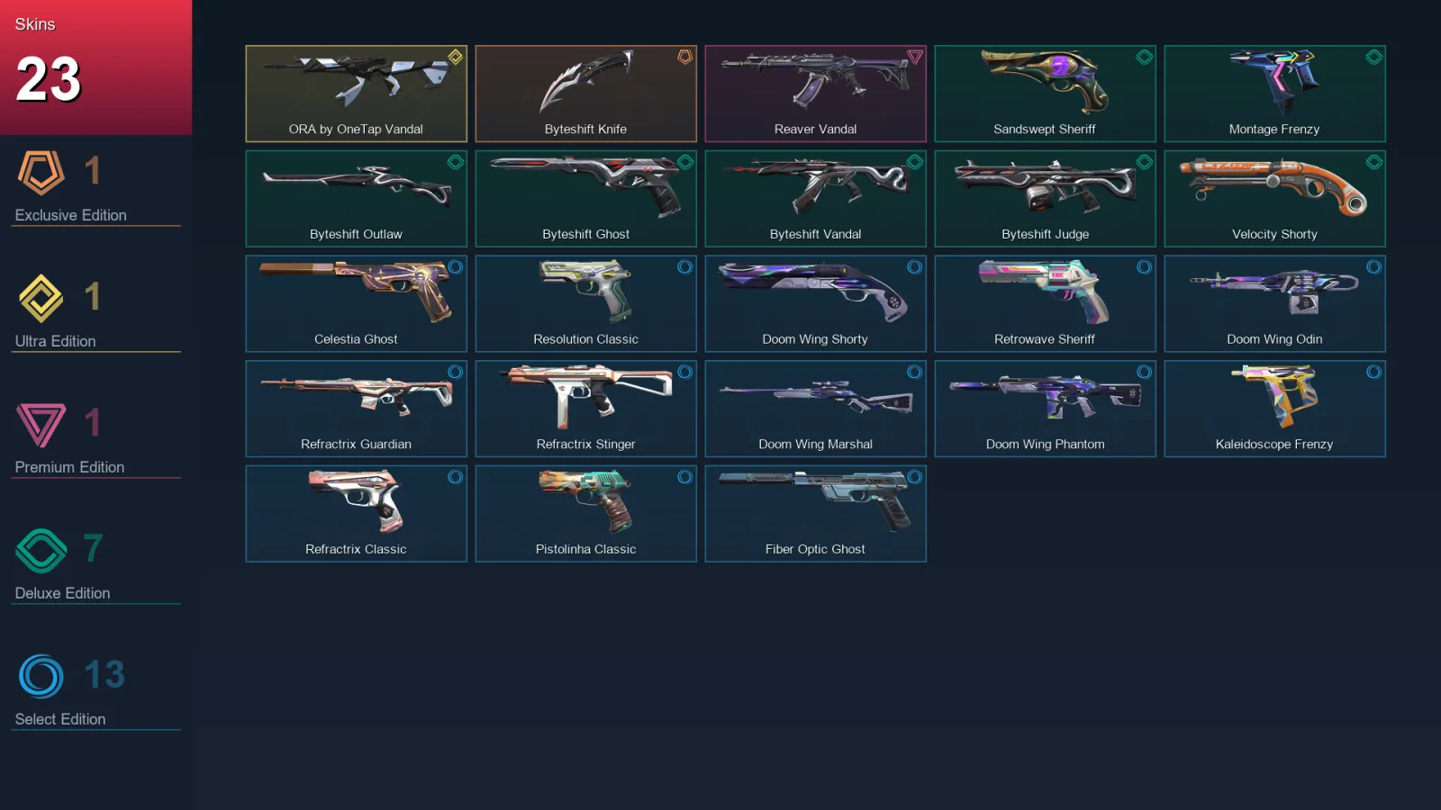 AP | Lv183 | Unranked | 23 Skin | 29 Agent | 73 Buddy