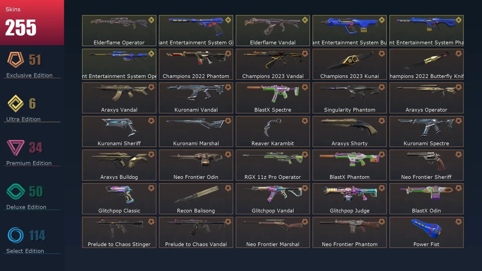 [Valorant] | EU | Level 470 | 29 Agents | 255 Skins