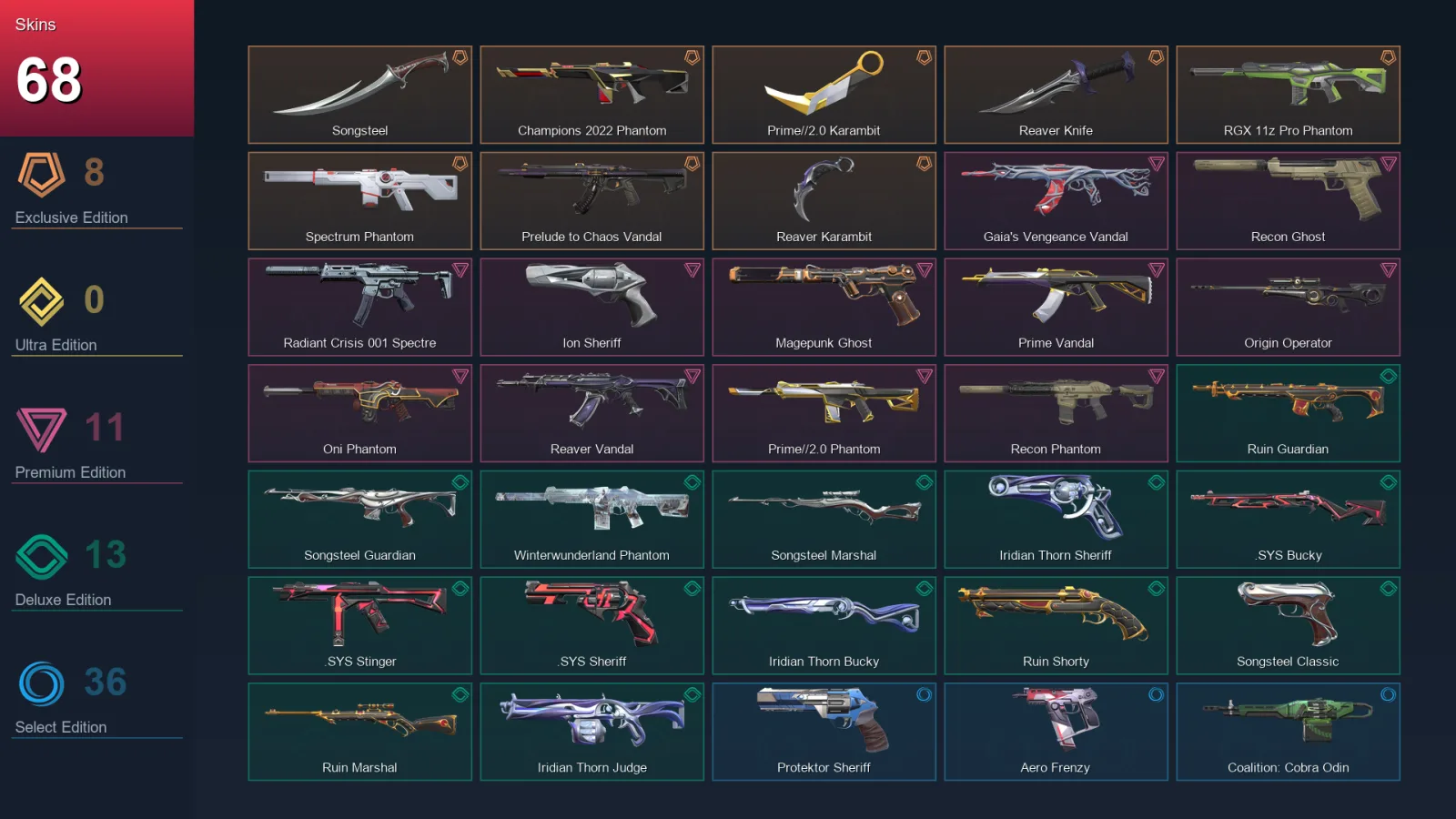 AP | Lv142 | Unranked | 68 Skin | 26 Agent | 85 Buddy