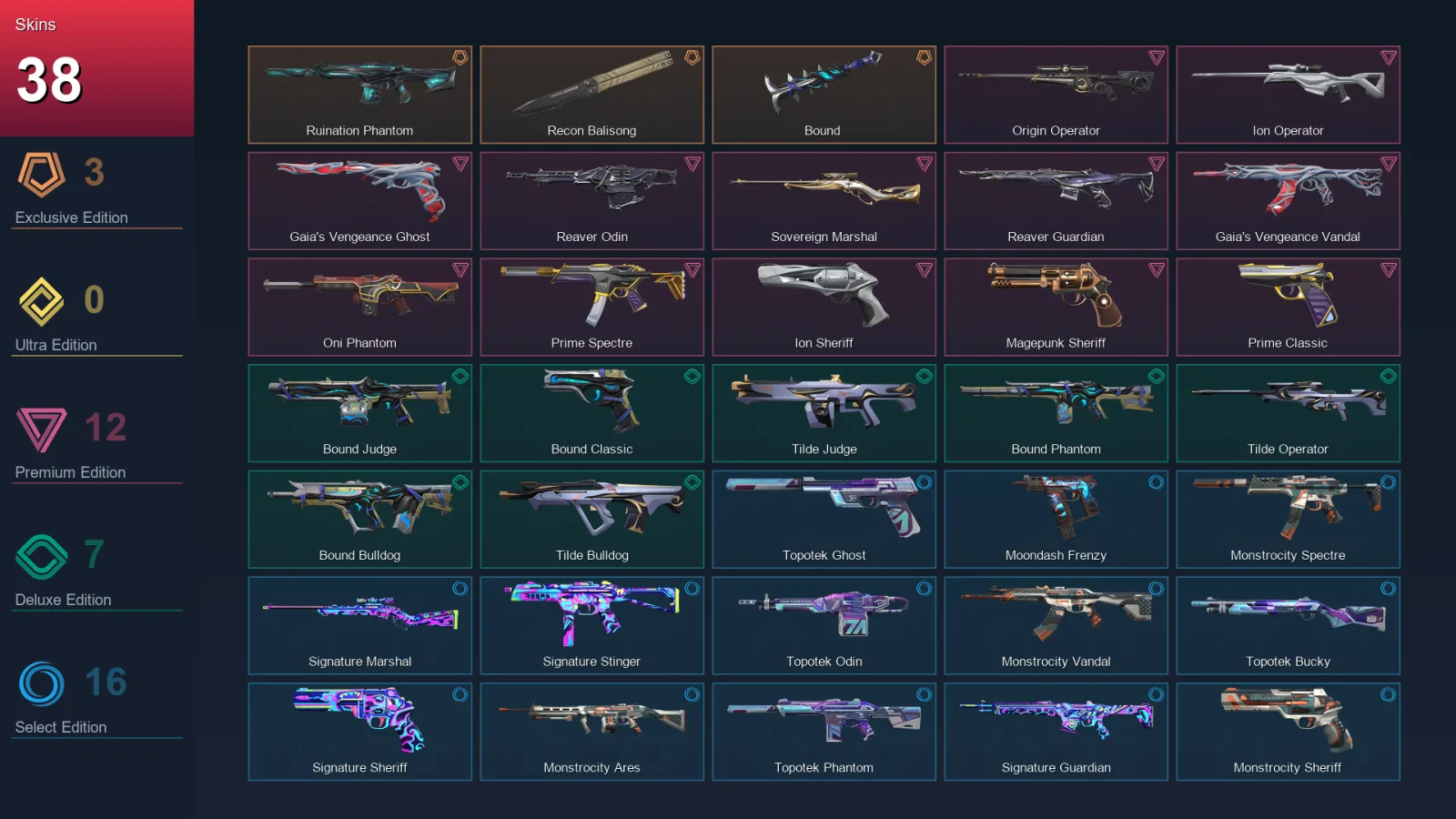 EU | Lv57 | Unranked | 38 Skin | 20 Agent | 30 Buddy