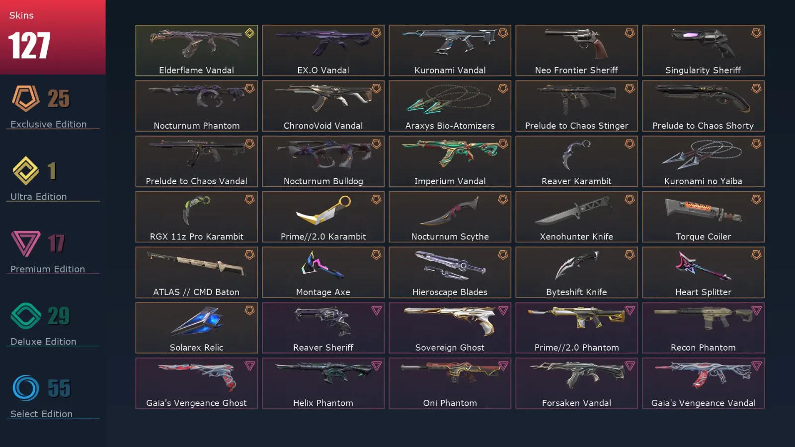 [Valorant] | EU | Level 188 | 29 Agents | 127 Skins — Valorant account