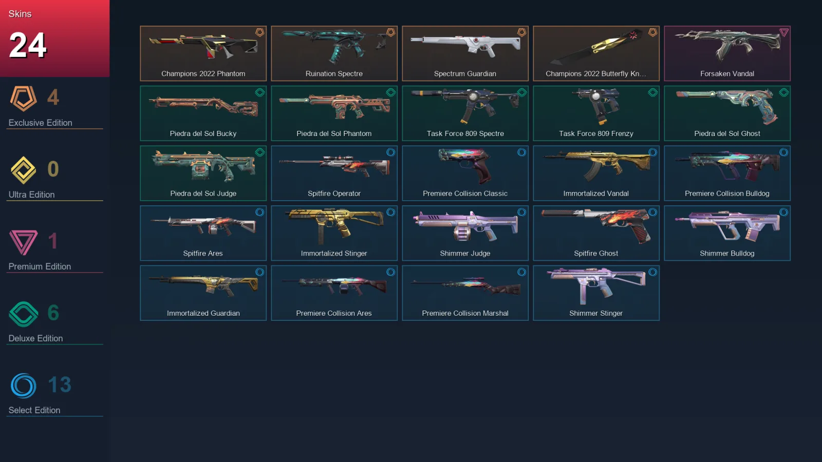 NA | Lv32 | Unranked | 24 Skin | 14 Agent | 19 Buddy