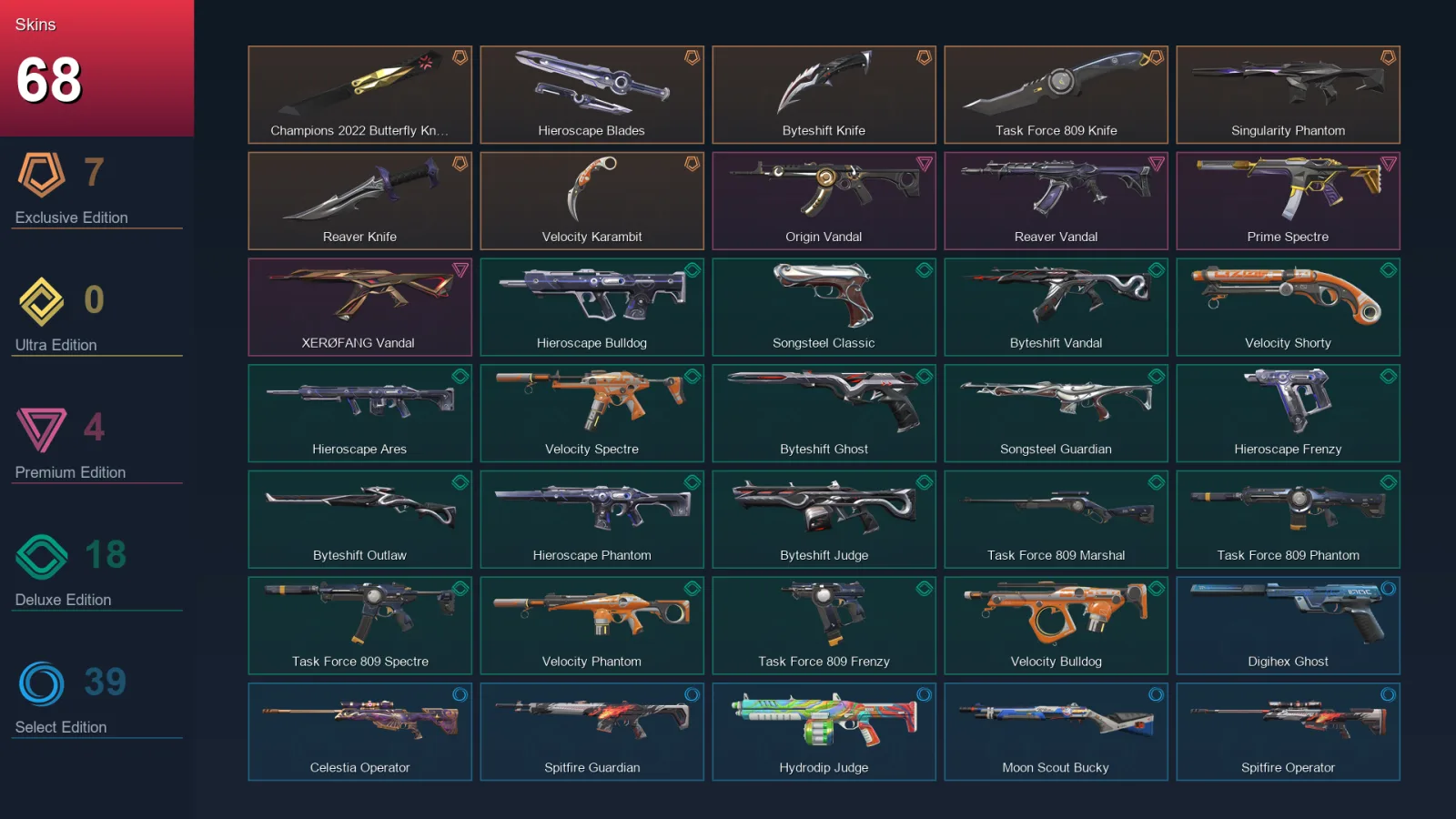EU | Lv119 | Unranked | 68 Skin | 28 Agent | 74 Buddy — Valorant account