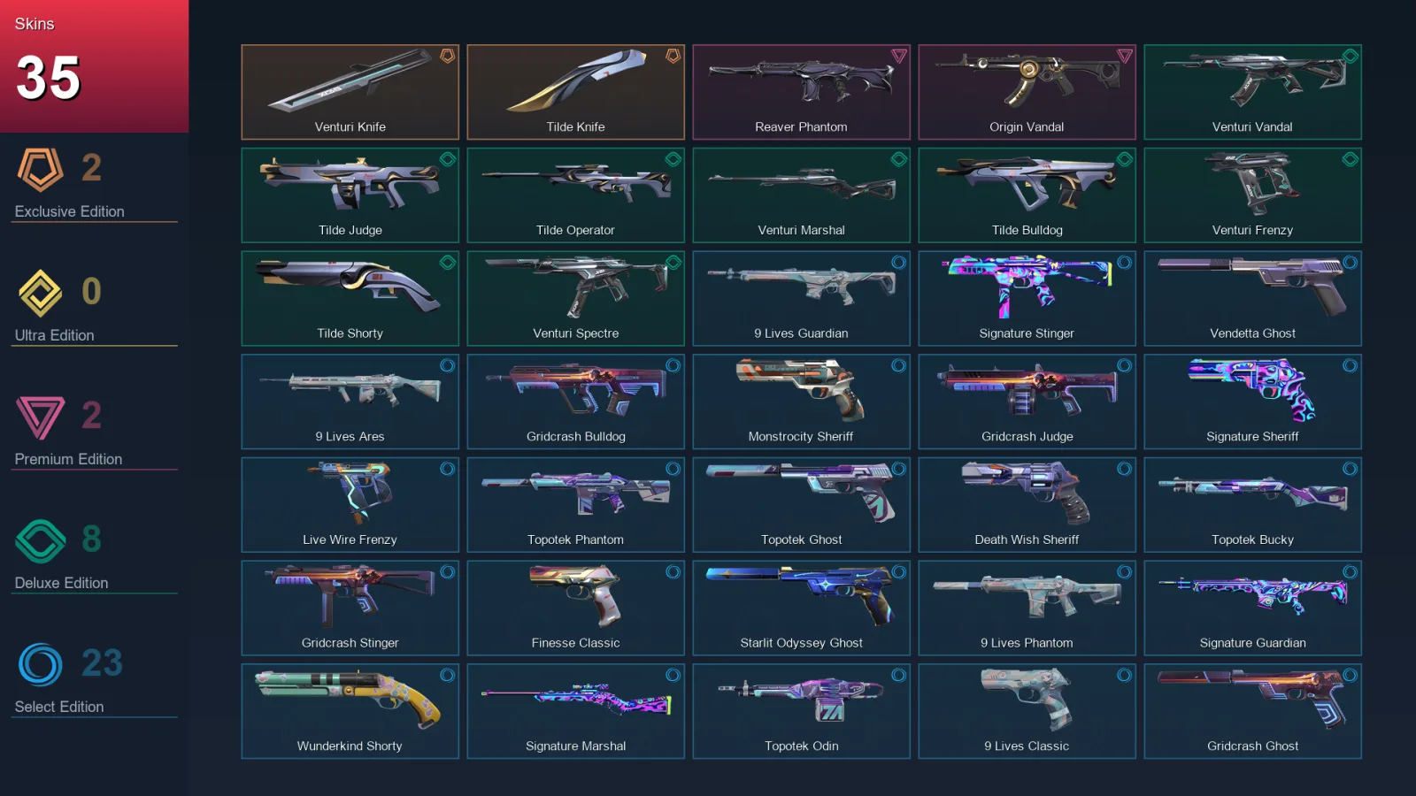 AP | Lv170 | Unranked | 35 Skin | 25 Agent | 50 Buddy