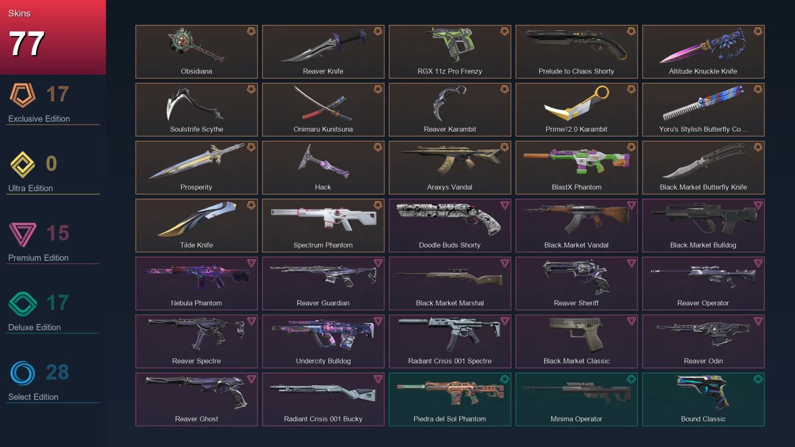 NA | Lv55 | Unranked | 77 Skin | 13 Agent | 41 Buddy — Valorant account