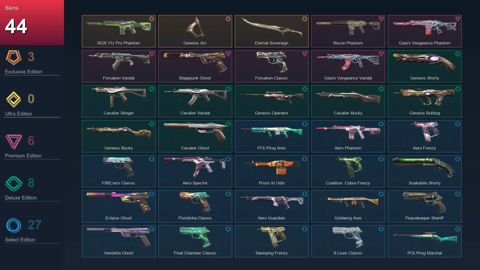 BR | RGX 11z Pro Phantom | Genesis Arc | Eternal Sovereign | Recon Phantom | 44 Skin | 29 Agent | 126 Buddy | Lv232